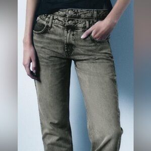 Zara High Rise Tan Jeans
